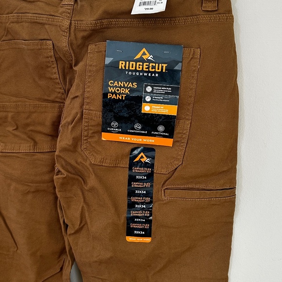 Tan Ridgecut Straight Fit Canvas Work Pants Size 32x34 - Picture 7 of 7